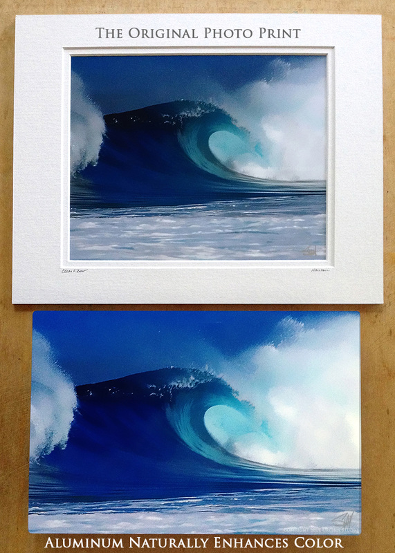 The color difference between the original photo print and the same print on aluminum