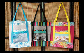 Go Anywhere Reusable shopping, beach, travel bag and tote with photos of Hawaii on them